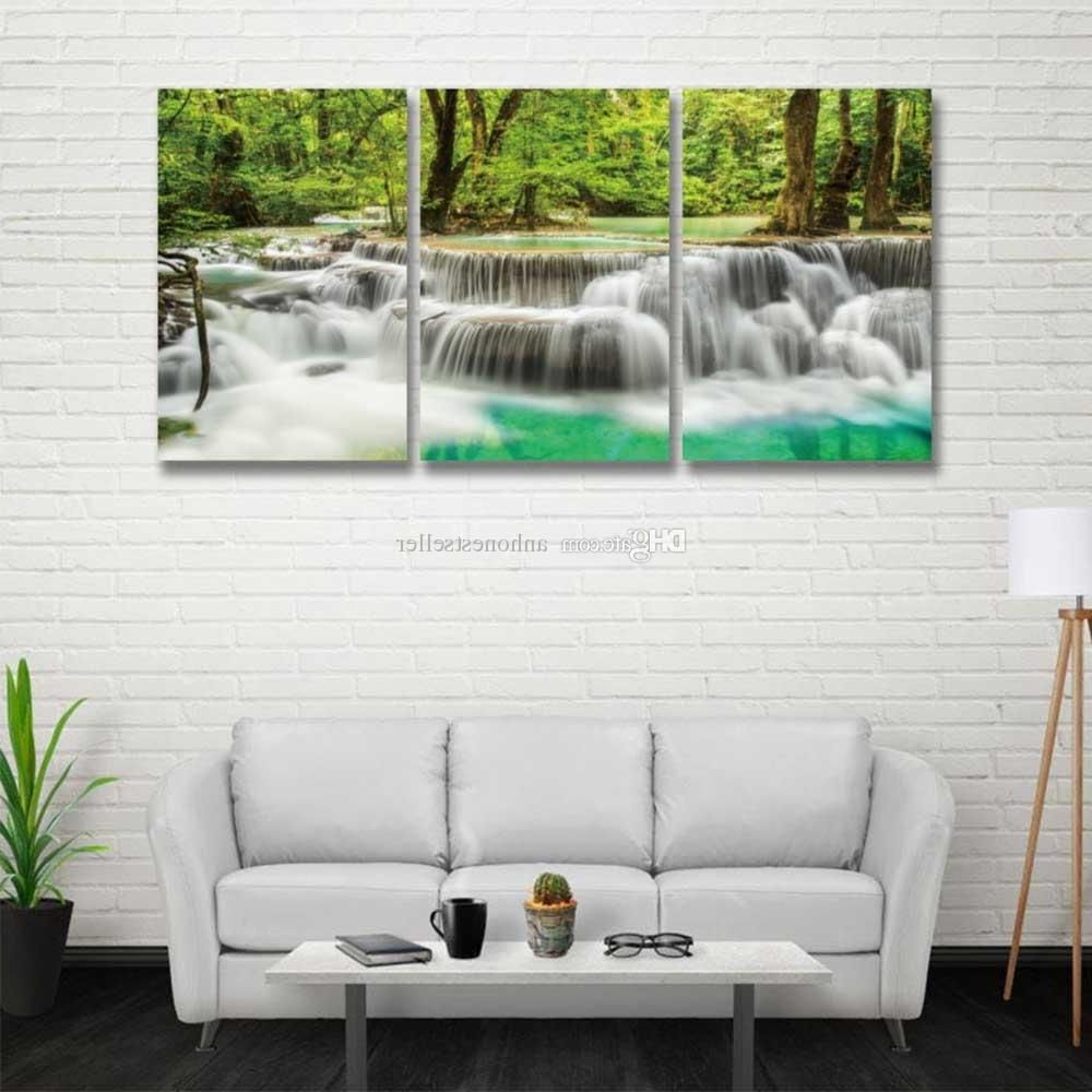 Most Popular Bedroom Canvas Wall Art For 2018 3 Panel Set Hd Prints Canvas Wall Art Waterfall Landscape (View 10 of 15)
