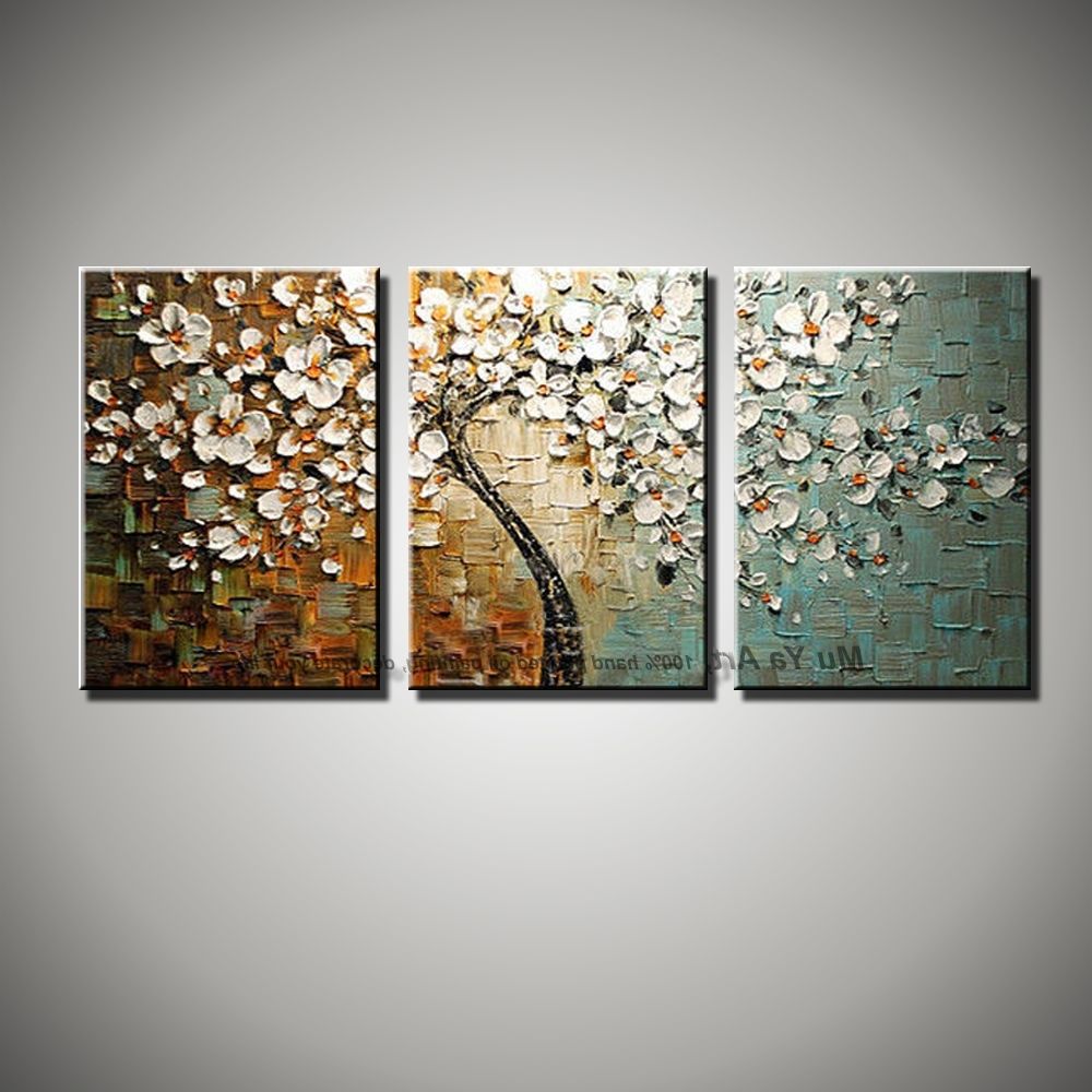 Most Up To Date Hand Painted Canvas Wall Art For 3 Panel Wall Art Canvas Tree Acrylic Decorative Pictures Hand (View 11 of 15)
