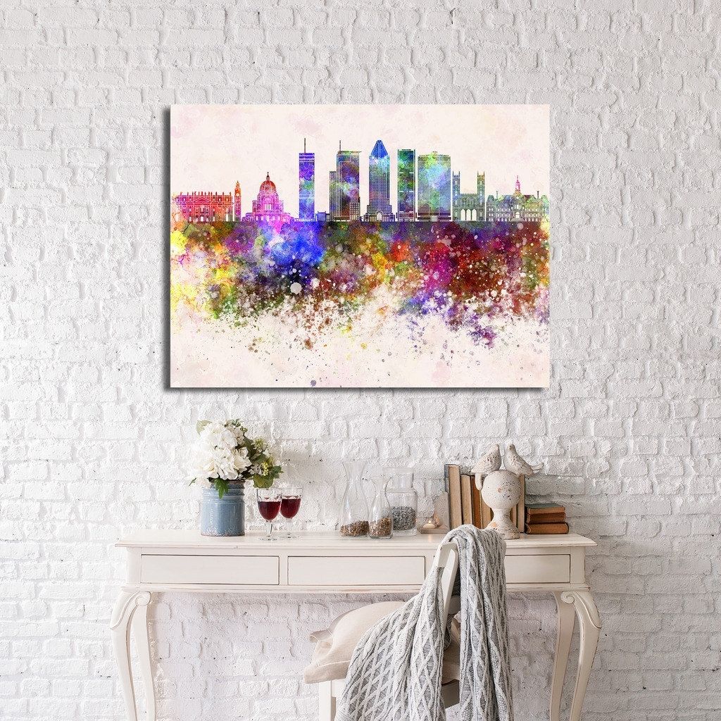 Most Up To Date Montreal Canvas Wall Art For Montreal Skyline' Giclee Stretched Canvas Wall Art – Free Shipping (View 13 of 15)