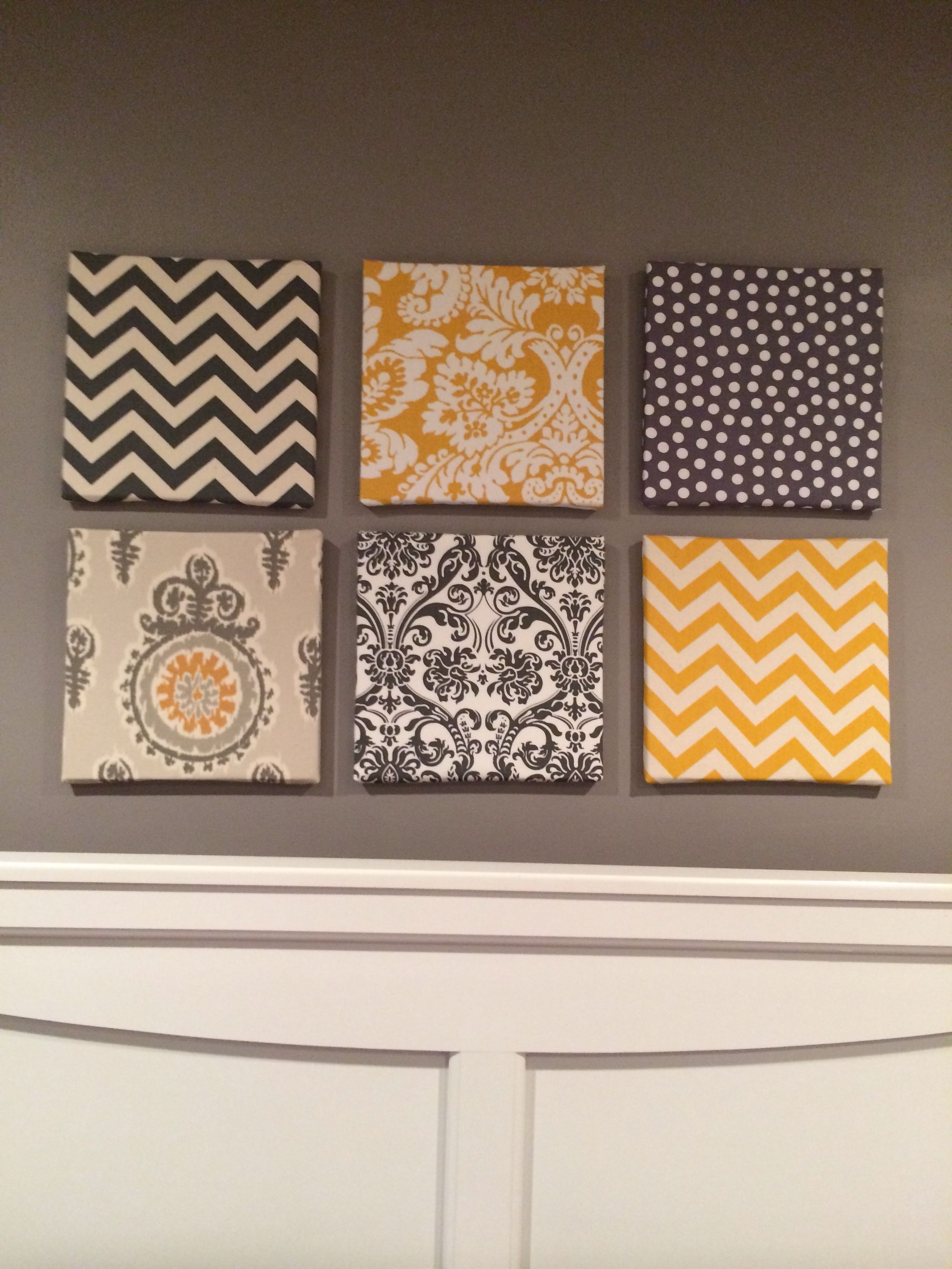 My Fabric Over Canvas Wall Art For My Gray And Yellow Themed Room In Most Current Fabric Wrapped Styrofoam Wall Art (View 11 of 15)