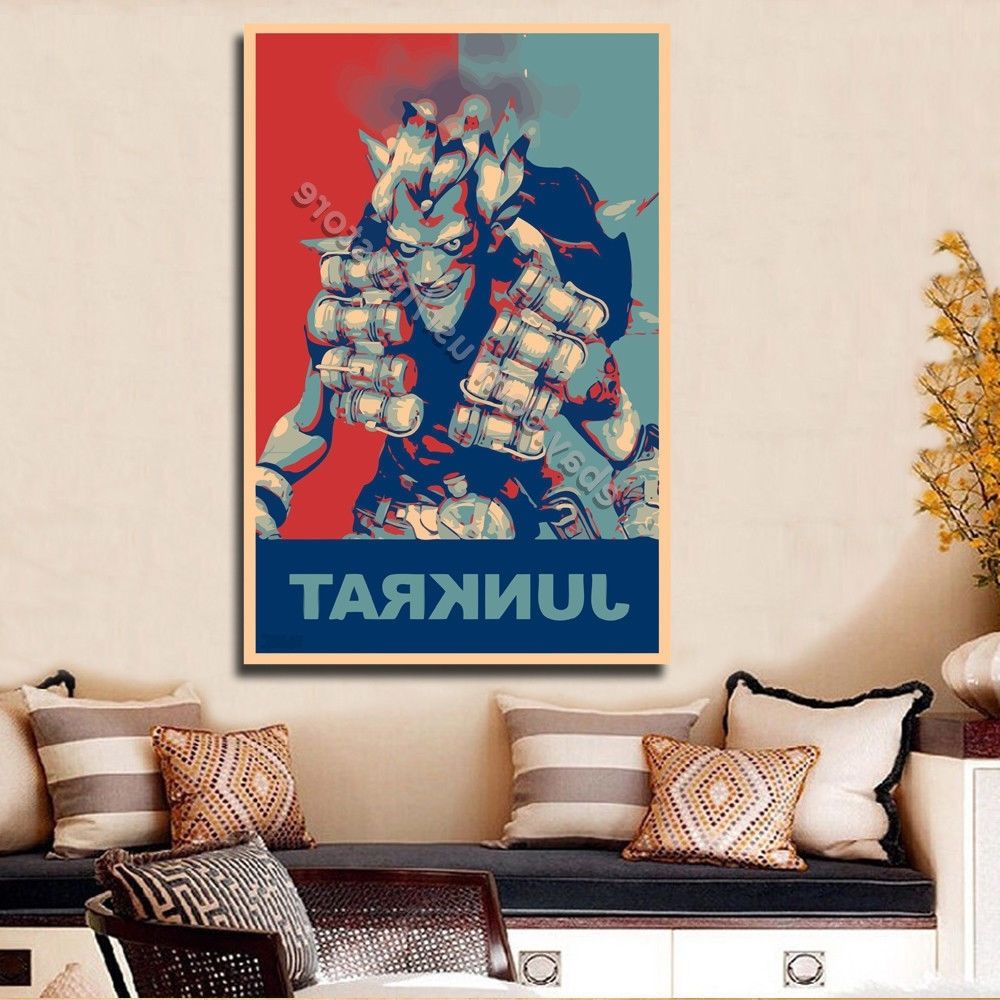 Newest Silk Fabric Wall Art In Overwatch Poster Junkrat Silk Wall Art Retro Home Room Decor Print (View 8 of 15)