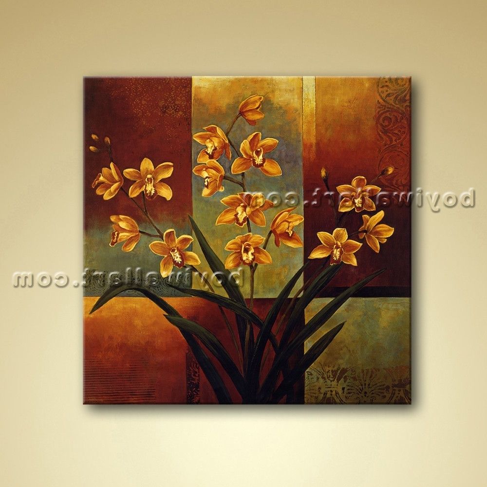 Orchid Canvas Wall Art For Preferred Abstract Floral Painting Oil Canvas Wall Art Orchid Flower (View 7 of 15)