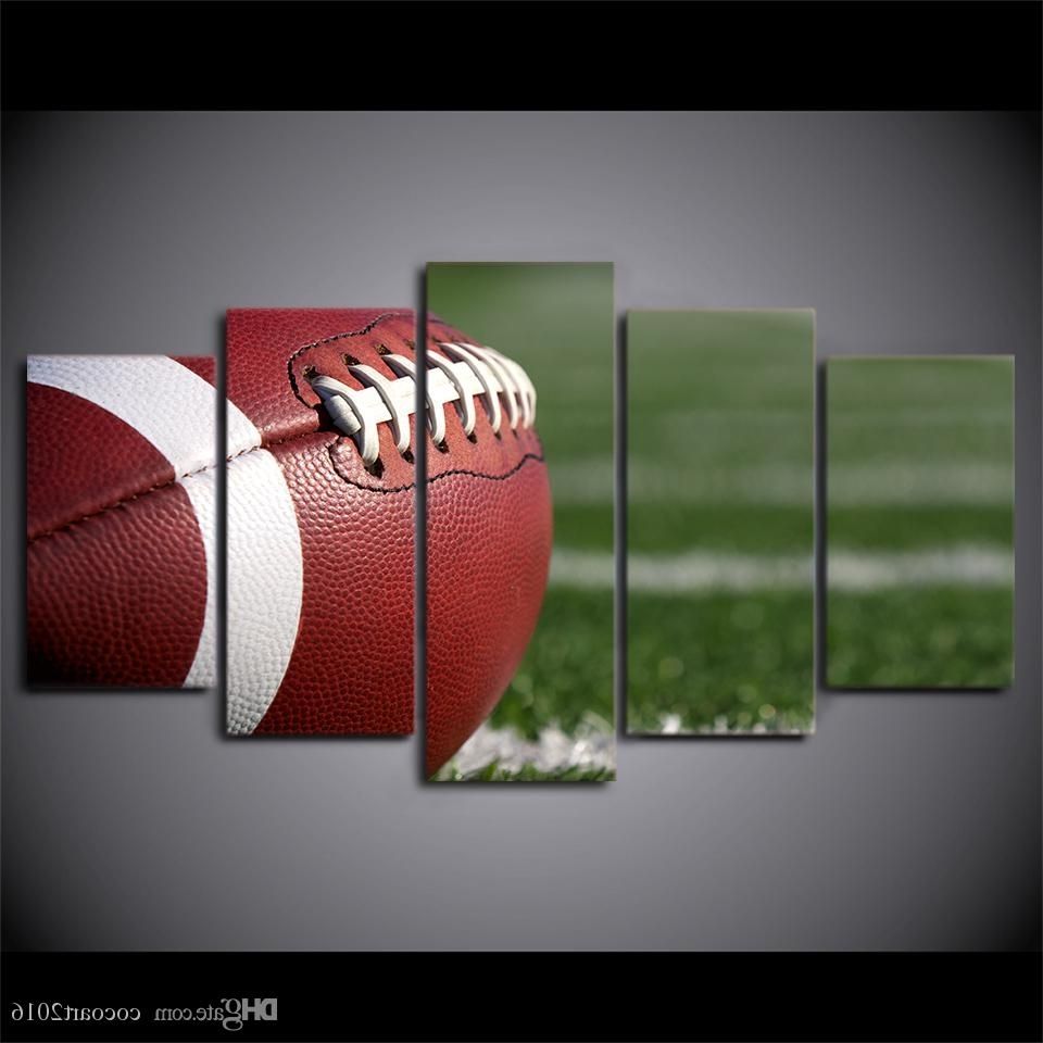 Popular Ku Canvas Wall Art Within 2018 5 Panel Framed Hd Printed American Football Sports Wall (View 9 of 15)