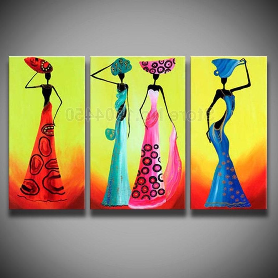 Recent Dance Canvas Wall Art Intended For Framed ! Stretched ! Hand Painted African Woman Dancing Figure (View 9 of 15)