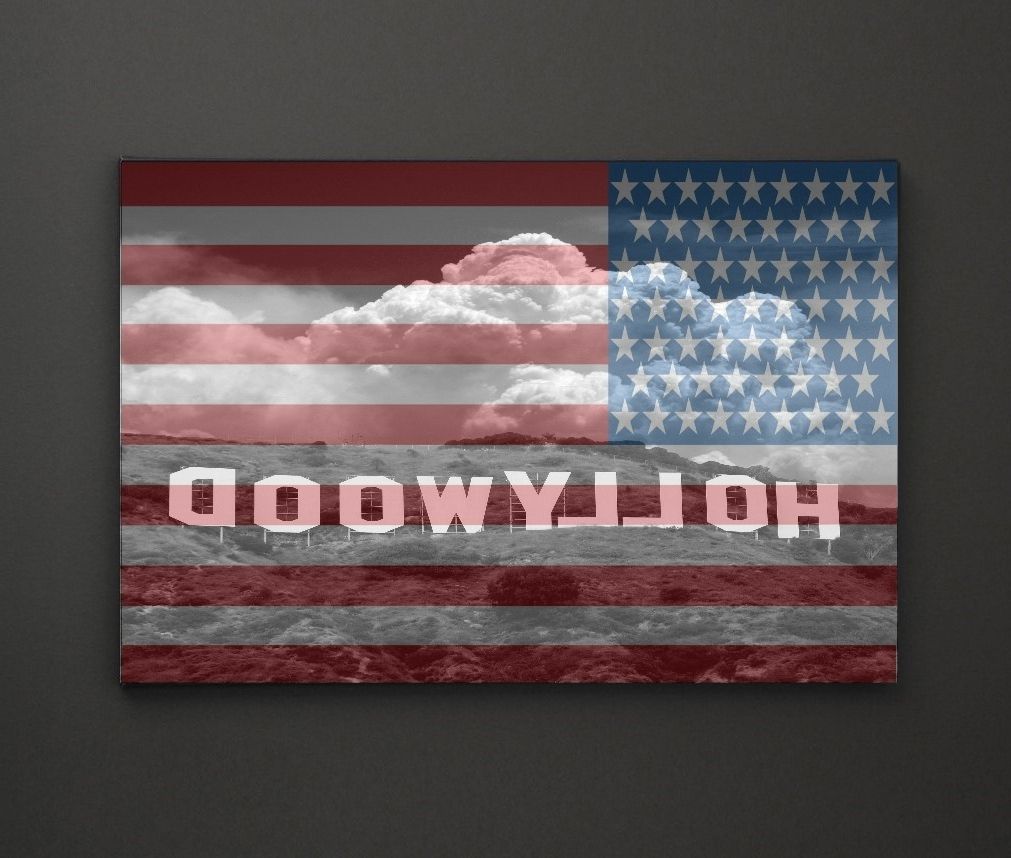 Recent Hollywood Sign Usa Flag A4 Framed/box Canvas A4 A3 A2 A1 Gift Throughout Leadgate Canvas Wall Art (View 5 of 15)