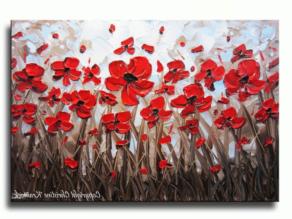 Red Flowers Canvas Wall Art In 2018 Abstract Red Poppy Painting Modern Art Home Decor Textured Palette (View 15 of 15)