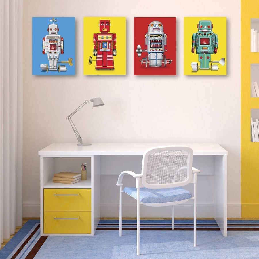 Robot Canvas Wall Art Intended For Well Liked Sparking Robot Pop Art Canvas Printglyn West Design (View 1 of 15)