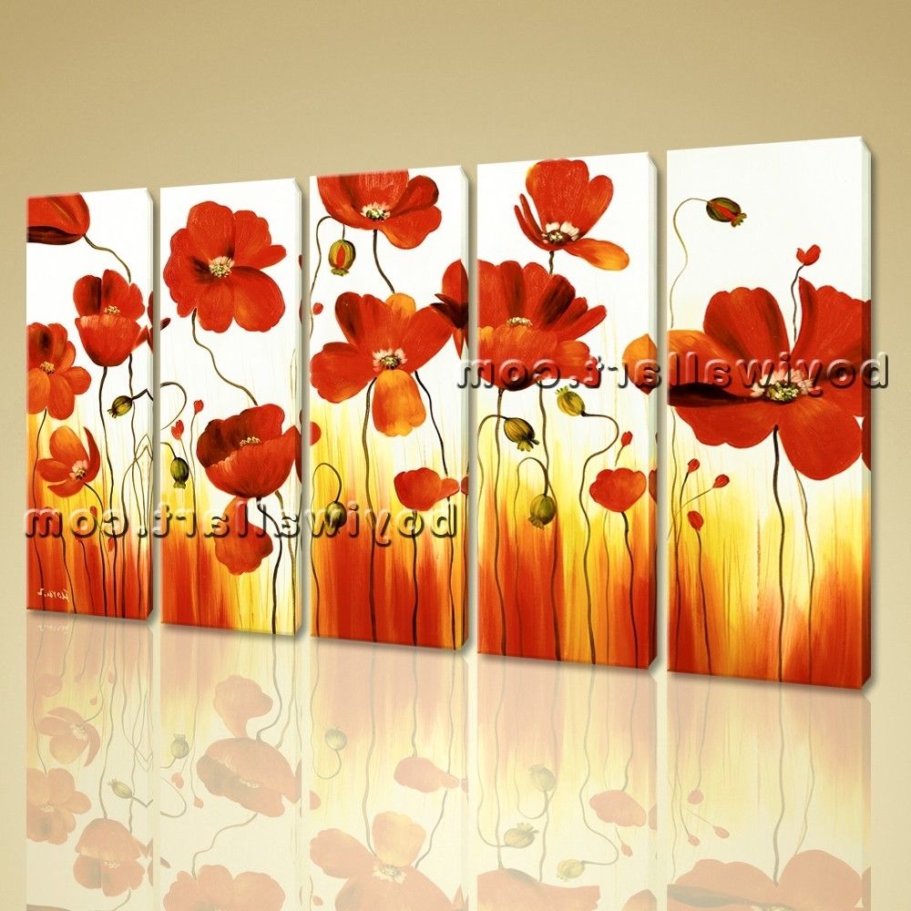 Stretched Canvas Wall Art Prints Abstract Painting Poppy Flowers With Regard To Most Popular Poppies Canvas Wall Art (View 7 of 15)