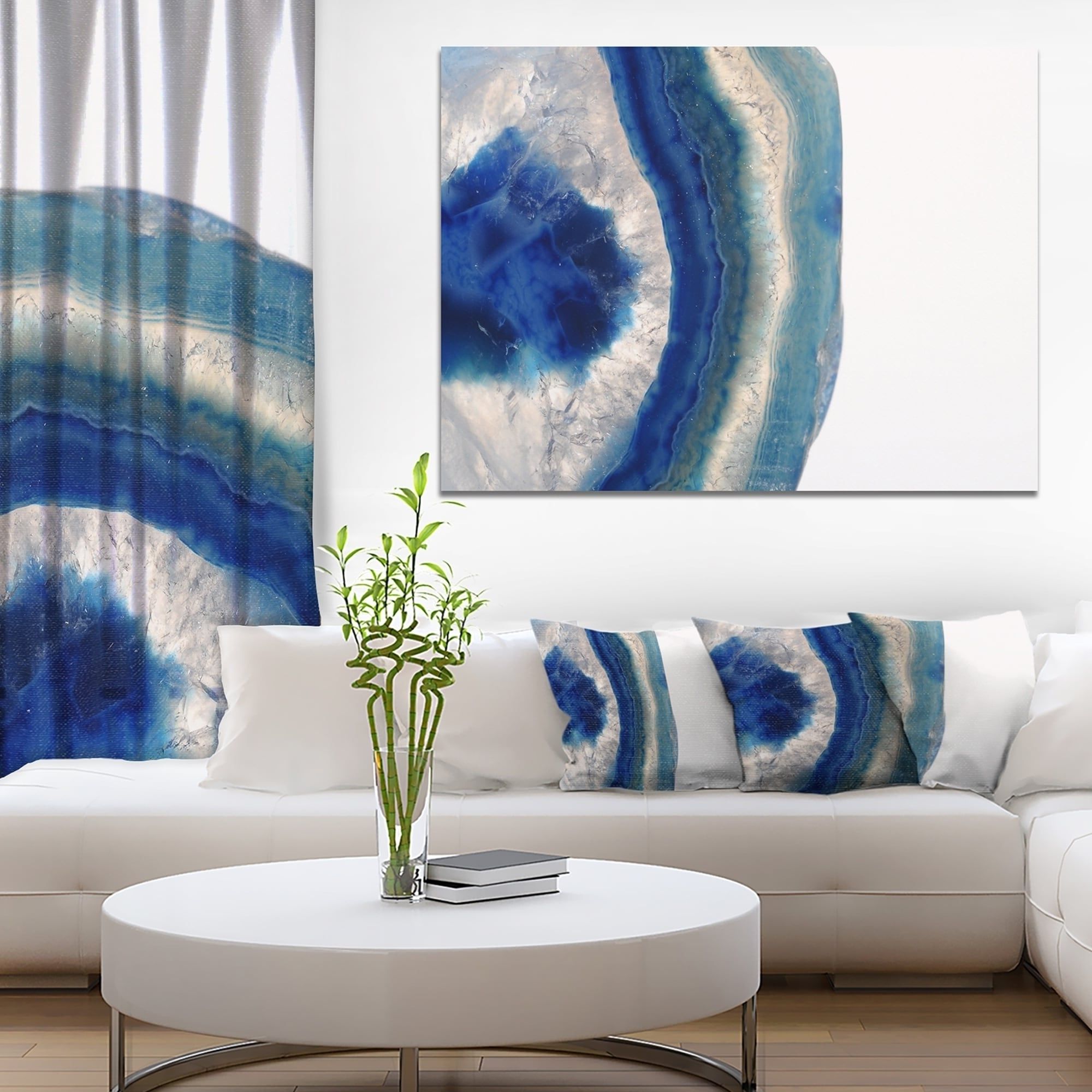 Trendy Designart 'macro Of Blue Agate Stone' Abstract Canvas Wall Art With Regard To Blue Canvas Wall Art (View 12 of 15)