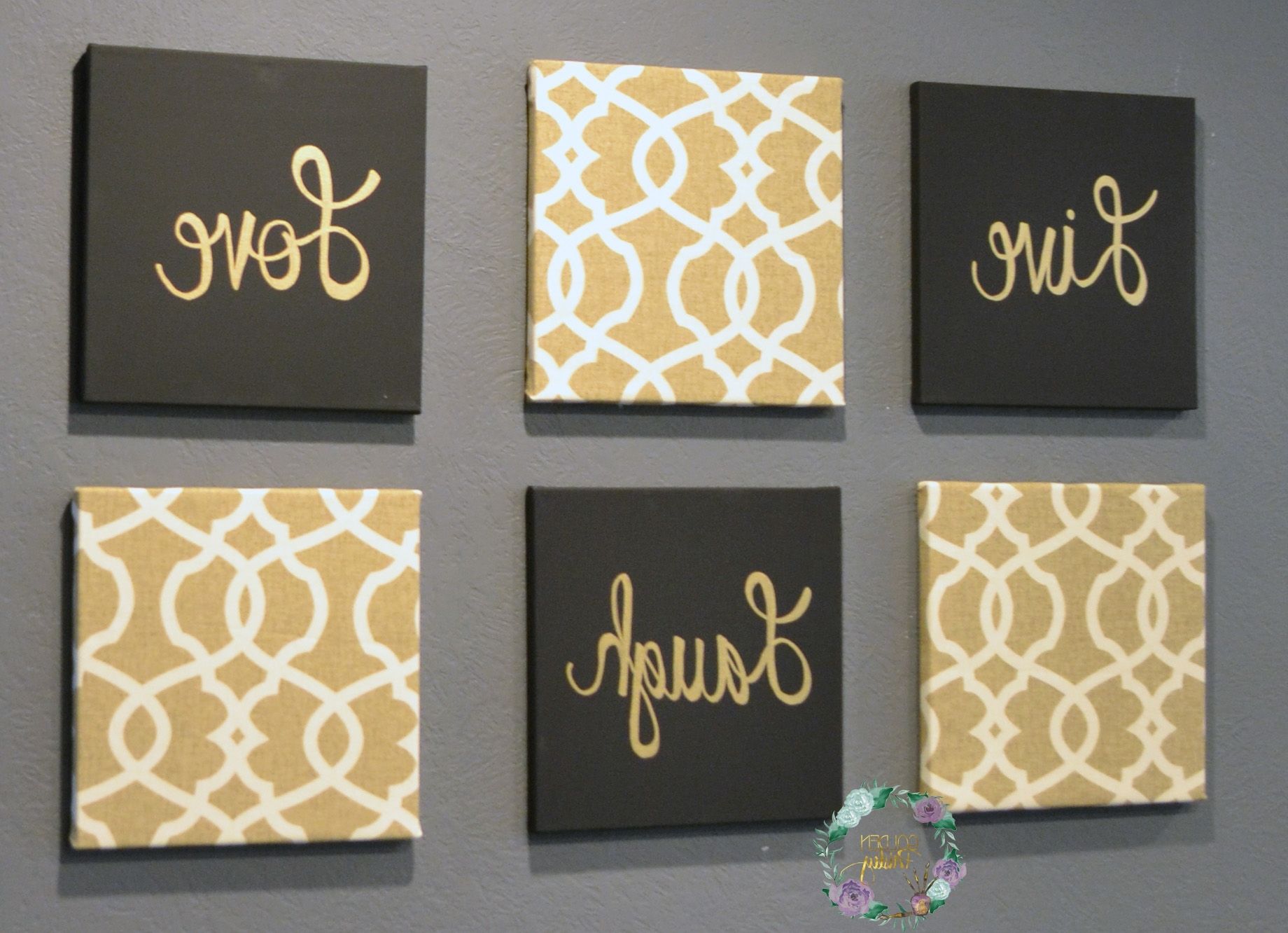 Trendy Eat Canvas Wall Art Pertaining To Black And Gold Eat Drink Be Merry Chic Wall Art Set (View 2 of 15)