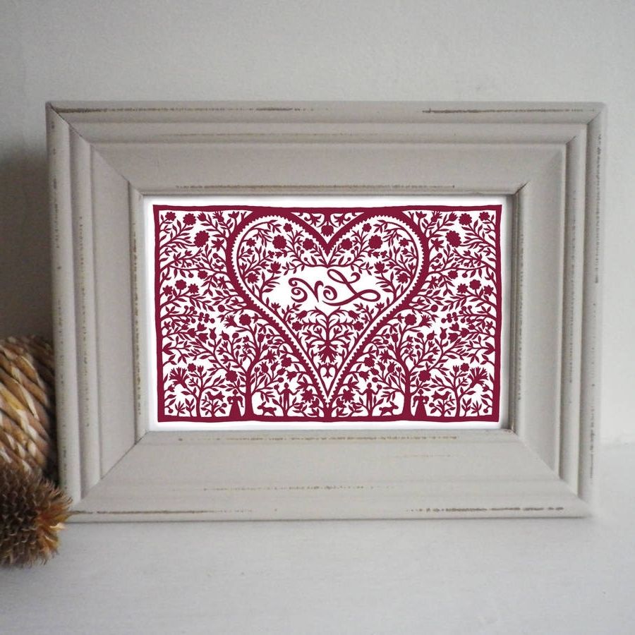 Trendy Grey Painted Frame Love Heart Printglyn West Design Within Shabby Chic Framed Art Prints (View 9 of 15)