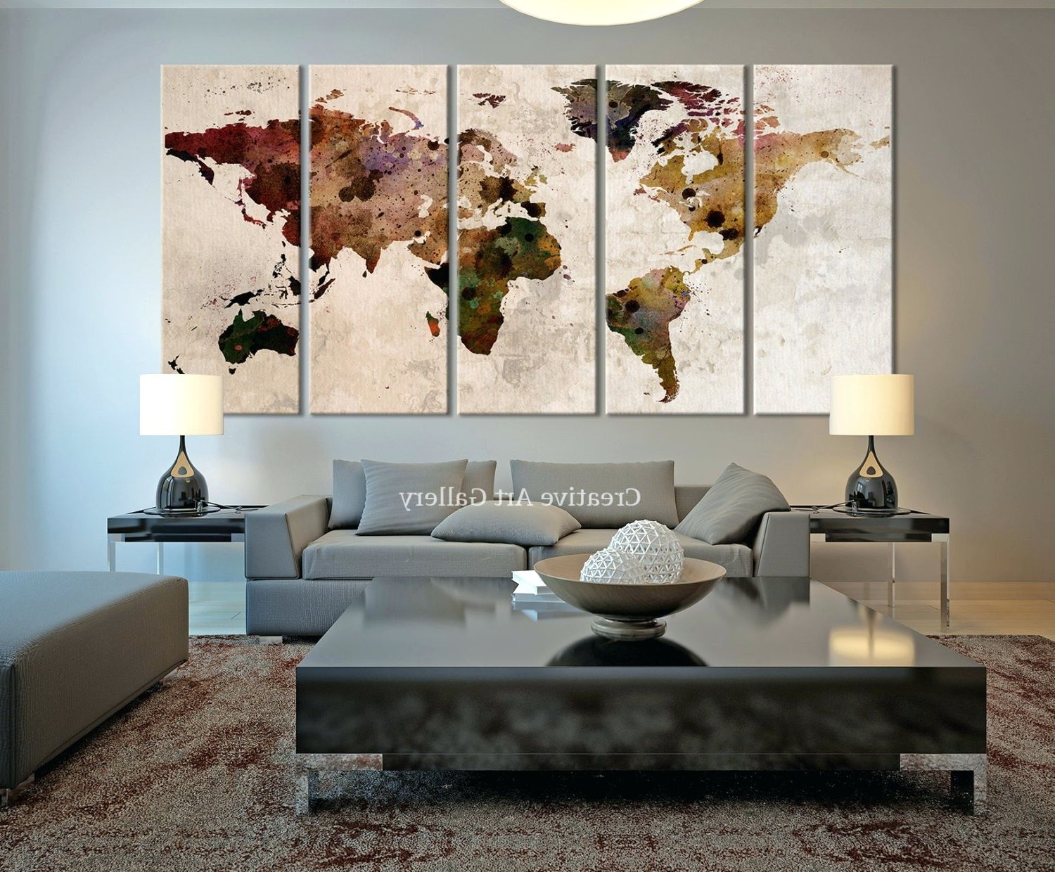 Trendy Wall Arts ~ Home Decor 5 Piece Wall Art Forest Group Canvas Black For Ireland Canvas Wall Art (View 14 of 15)