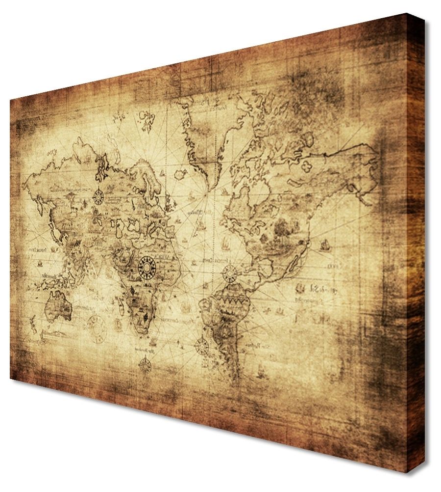 Wall Art: Gallery Of Old World Map Wall Art Old World Map Canvas Pertaining To Best And Newest Maps Canvas Wall Art (View 7 of 15)