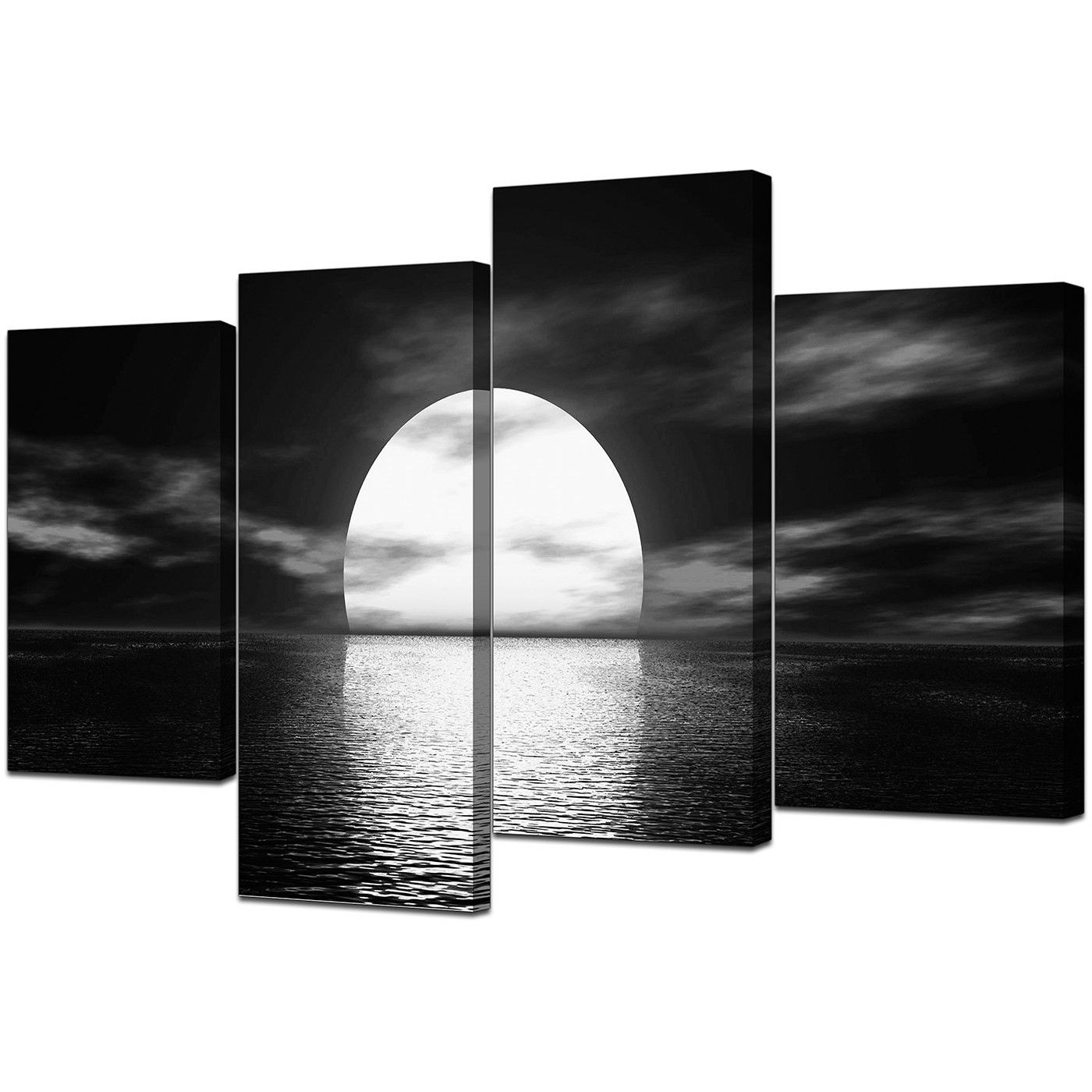 Well Known Black And White Canvas Wall Art Inside Black And White Canvas – Ocean Sunset Canvas Wall Art (View 1 of 15)