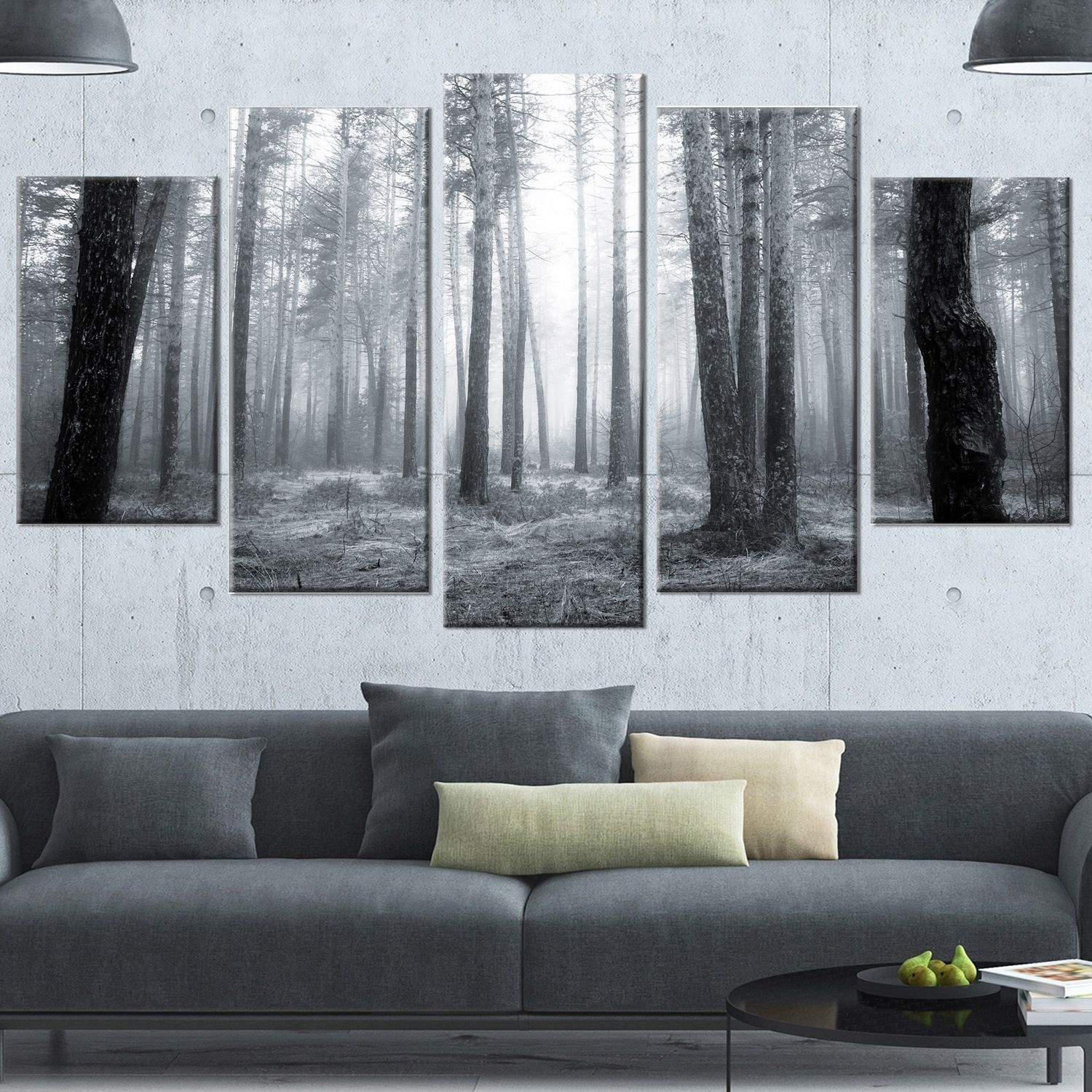 Well Known Black And White Canvas Wall Art Pertaining To Designart 'black And White Foggy Forest' Modern Forest Canvas Wall (View 6 of 15)