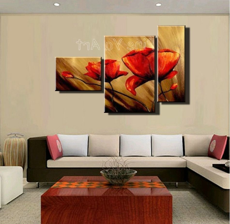 Well Known Poppies Canvas Wall Art Intended For Wall Art Designs: Discount Wall Art 3 Piece Abstract Modern Canvas (View 12 of 15)
