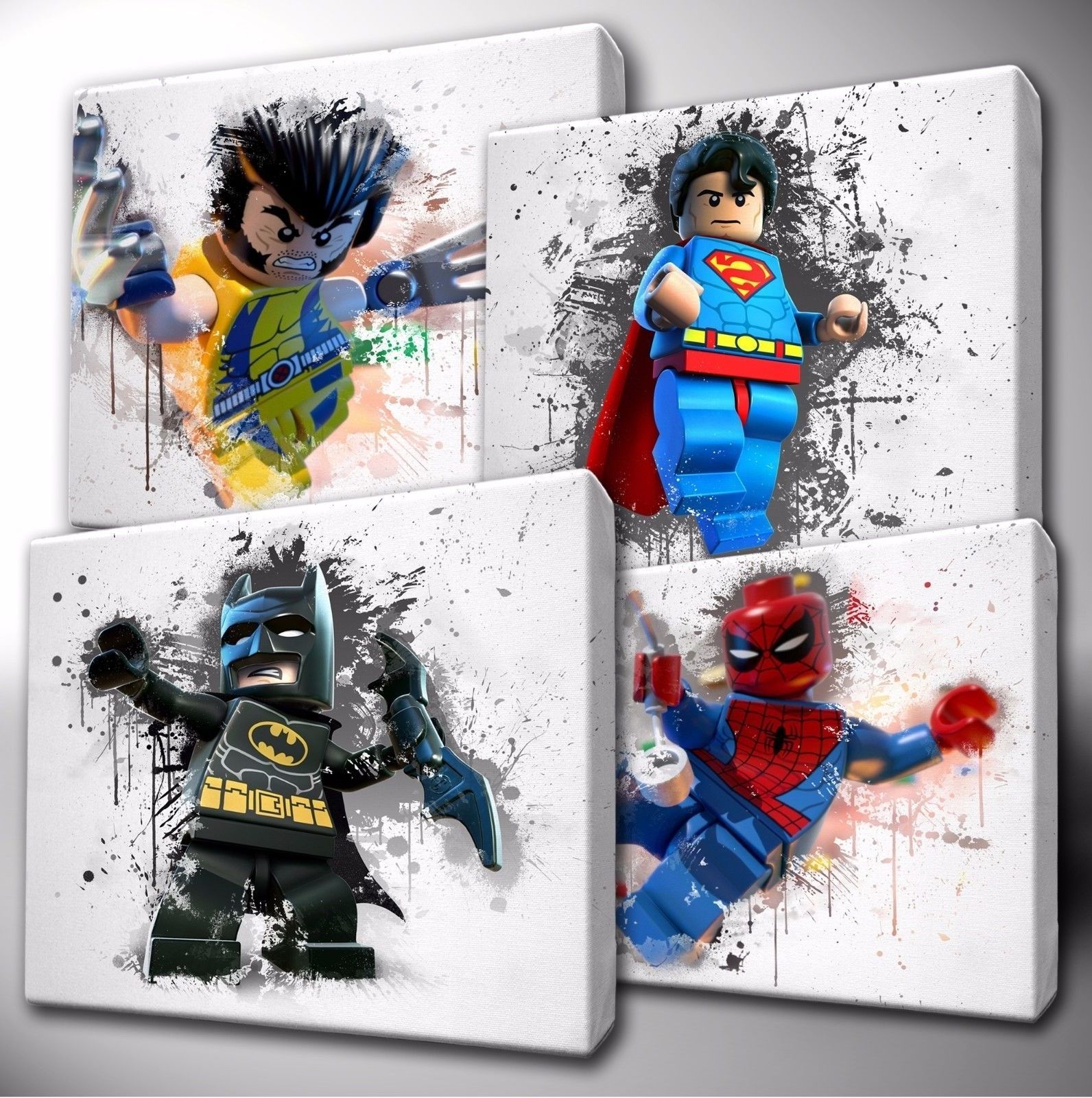 Well Liked Choose Your Lego Marvel / Dc Characters Paint Splatter Canvas Wall Intended For Marvel Canvas Wall Art (View 5 of 15)