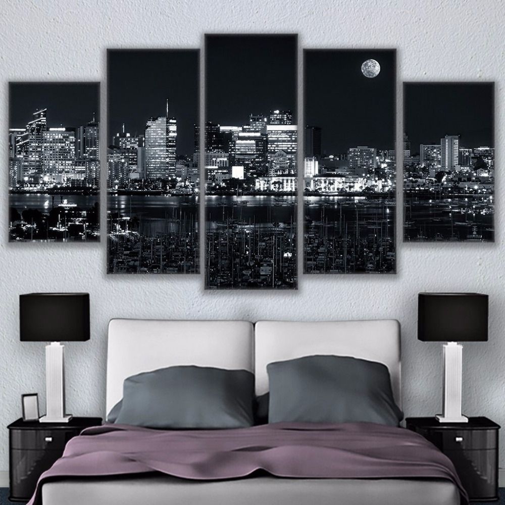 Well Liked Los Angeles Canvas Wall Art Regarding Canvas Home Decor For Living Room Wall Art Pictures 5 Pieces Los (View 14 of 15)