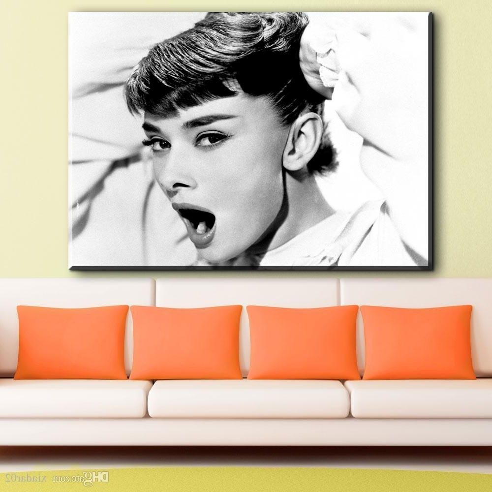 Zz724 Black And White Canvas Wall Art Audrey Hepburn Canvas Regarding Newest Portrait Canvas Wall Art (View 11 of 15)