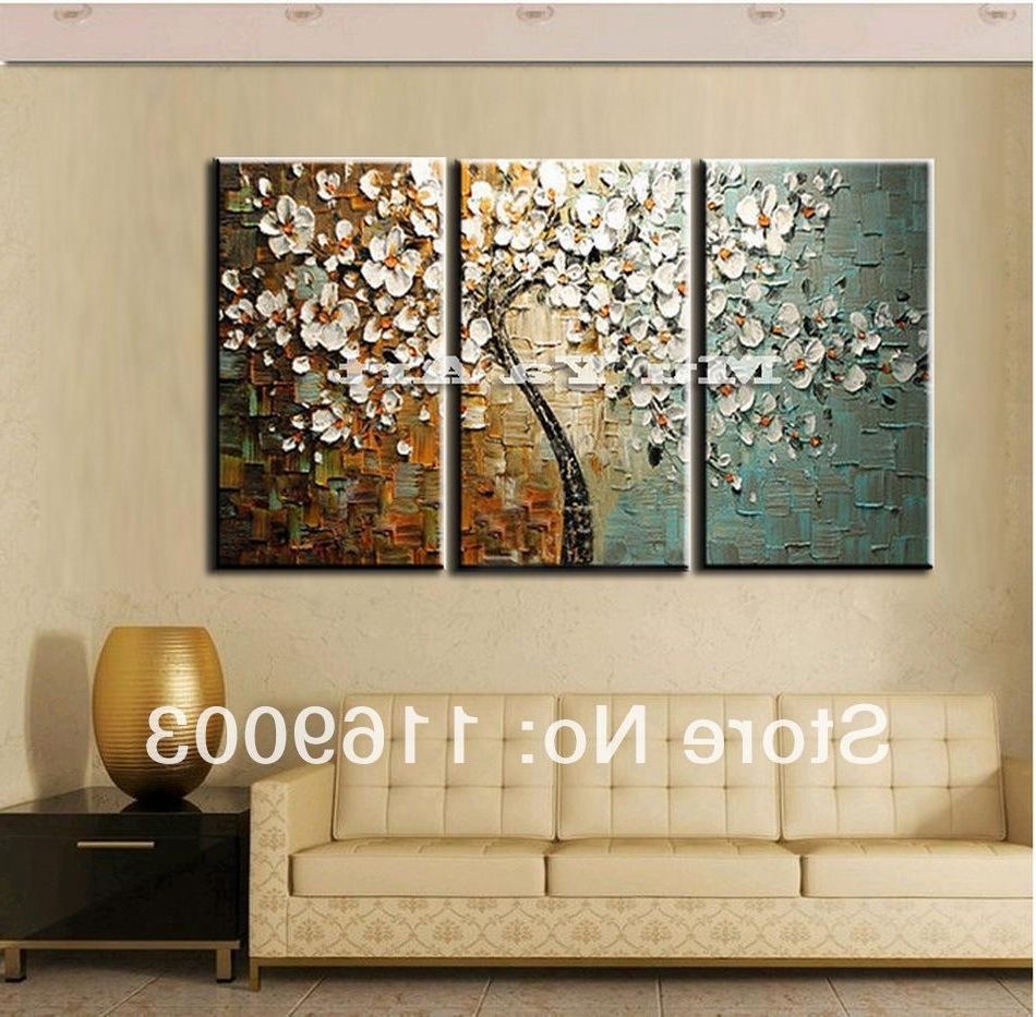 2017 Acrylic Wall Art With 3 Panel Wall Art Canvas Tree Acrylic Decorative Pictures Hand (Photo 11 of 20)