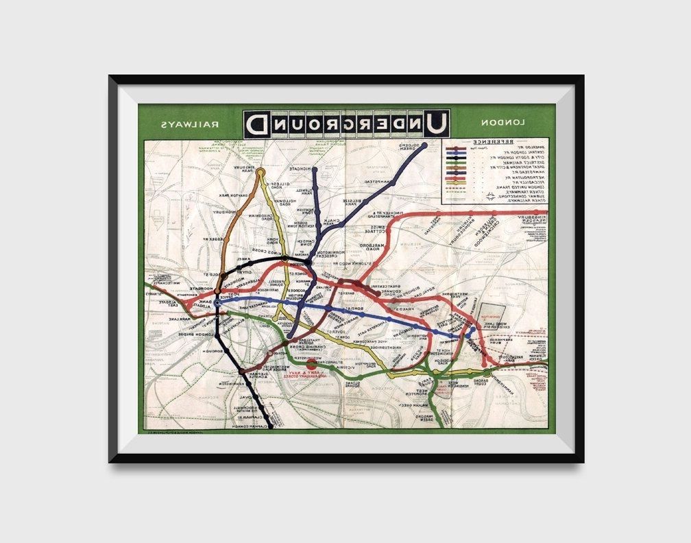 2017 Tube Map Wall Art Throughout London Underground Map Wall Art Poster – London Tube Metro Subway (View 4 of 20)