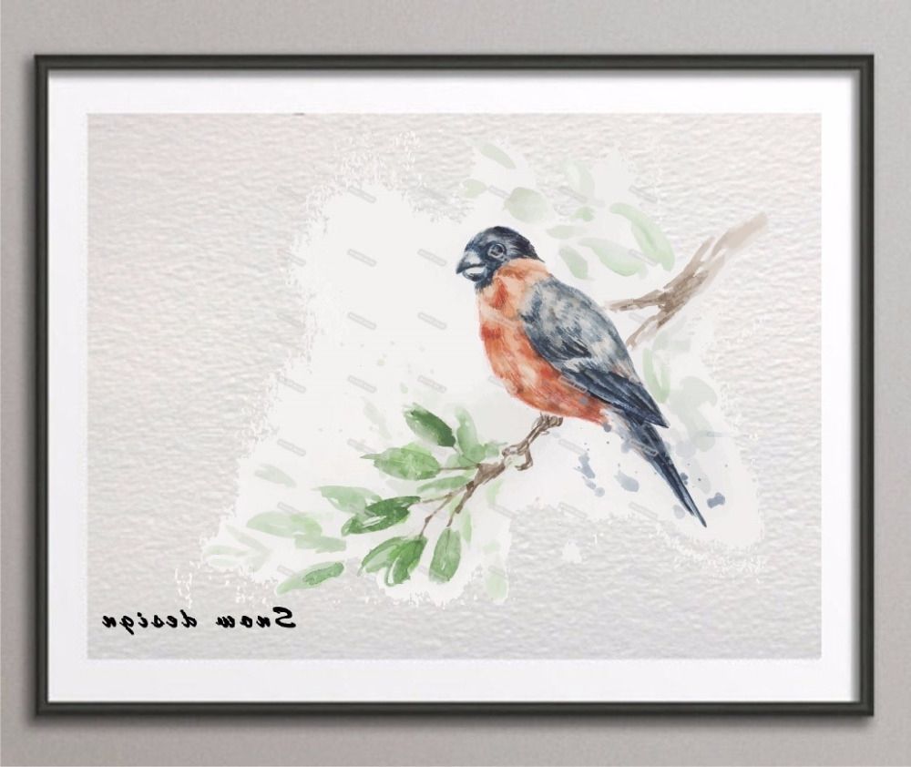 2018 Bird Wall Art In Original Watercolor Bird Wall Art Canvas Painting Birds Giclee A4 (Photo 12 of 15)