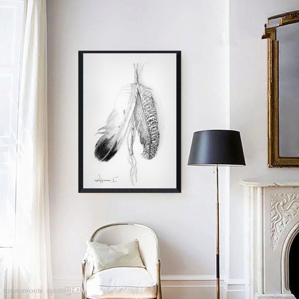 2018 Nordic Painting Grey Feathers Picture Canvas Painting Home Wall Intended For Favorite Grey And White Wall Art (View 4 of 20)