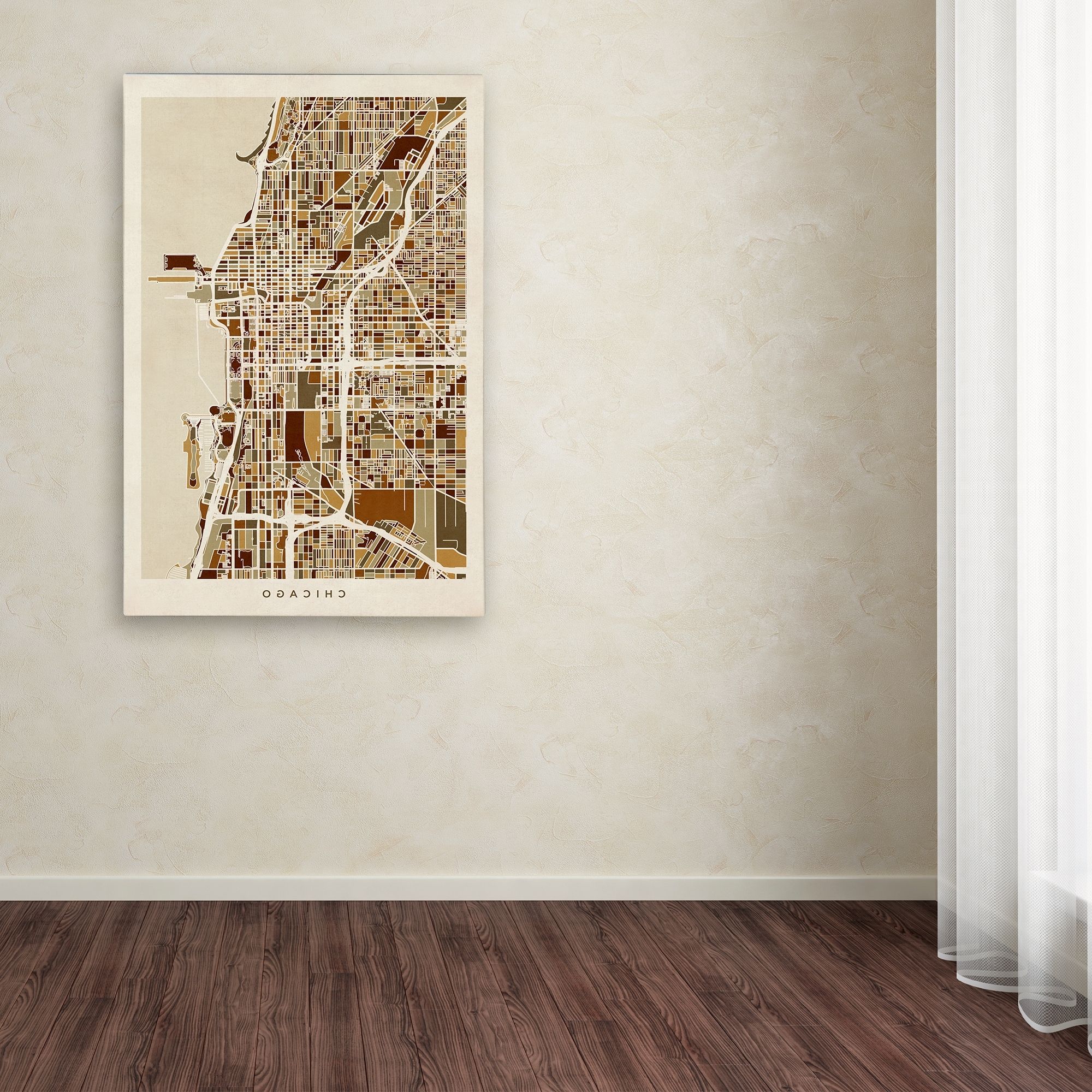 2018 Shop Michael Tompsett 'chicago City Street Map' Canvas Wall Art – On Throughout Chicago Map Wall Art (View 20 of 20)