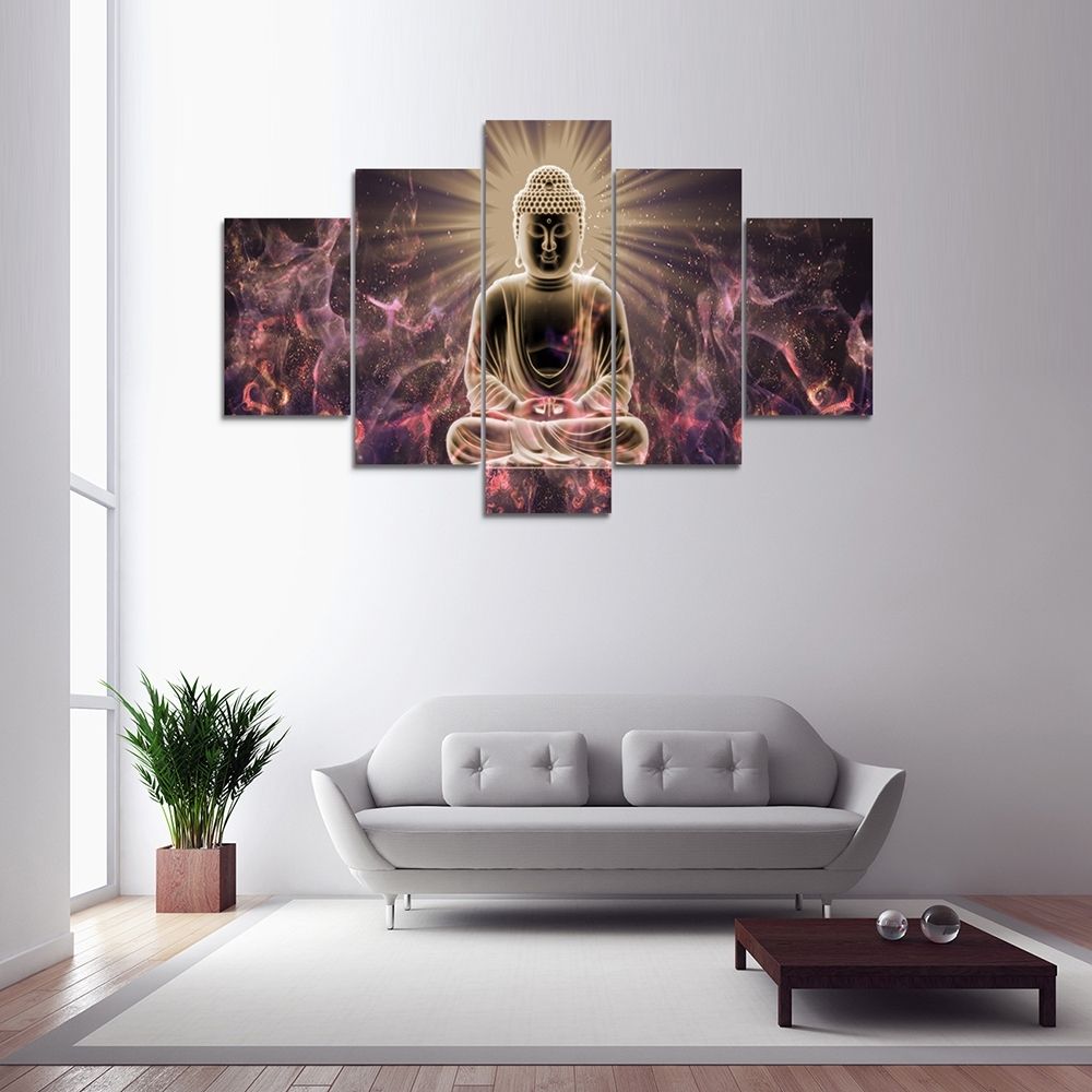 2018 Wholesale Buddha Sitting Canvas Print Painting Home Decoration Wall With 5 Panel Wall Art (View 19 of 20)