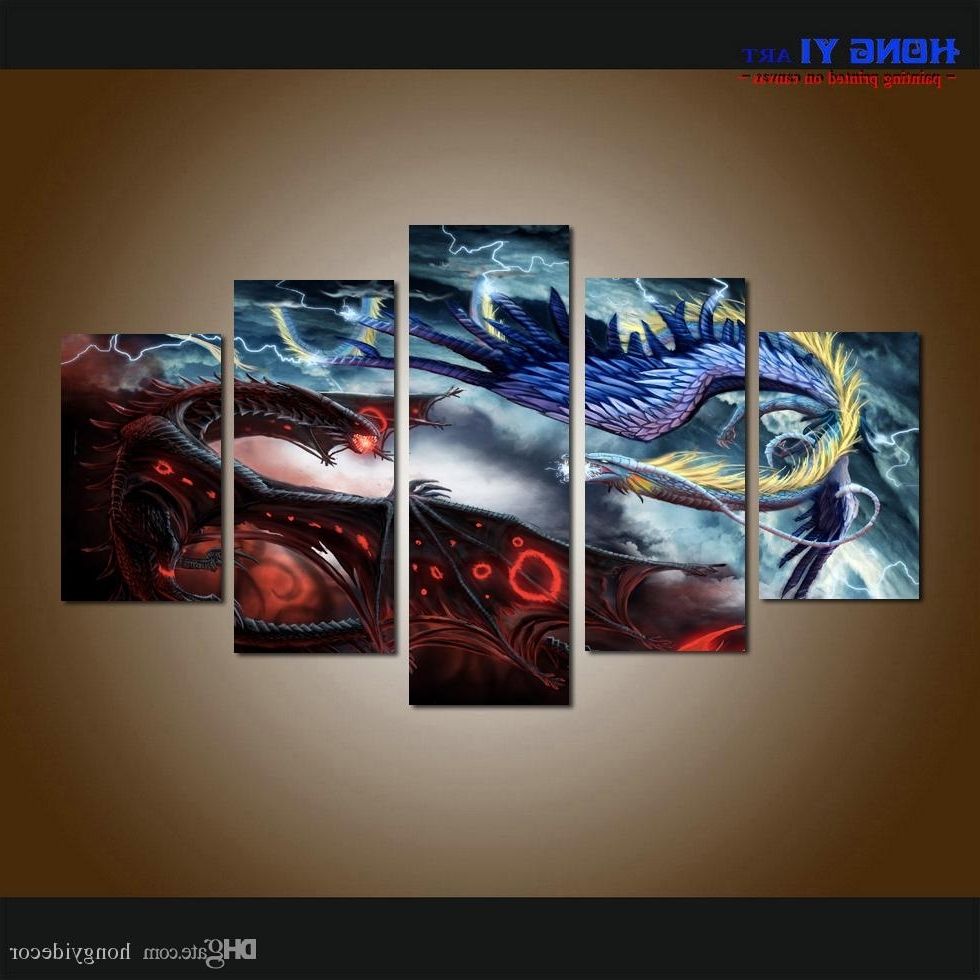 5 Piece Wall Art For Widely Used 2018 Large Home Decor Canvas Print Art Painting Wall Art Cartoon (View 15 of 20)