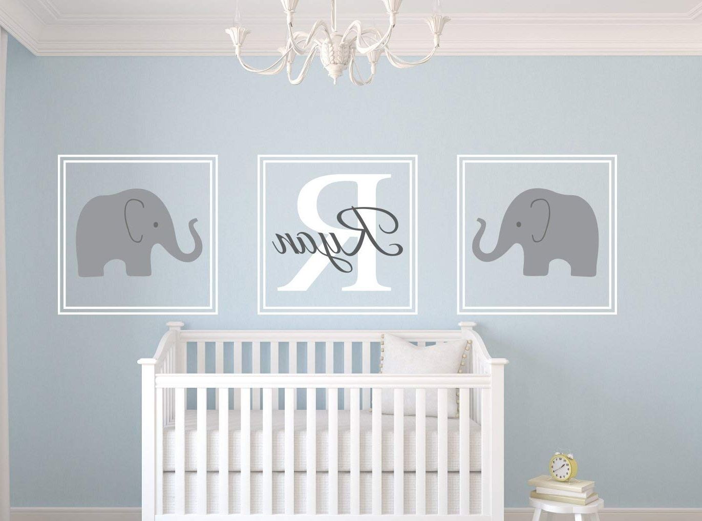 Amazon : Elephant Name Wall Decal Set Nursery Wall Decor : Baby In 2018 Name Wall Art (View 18 of 20)