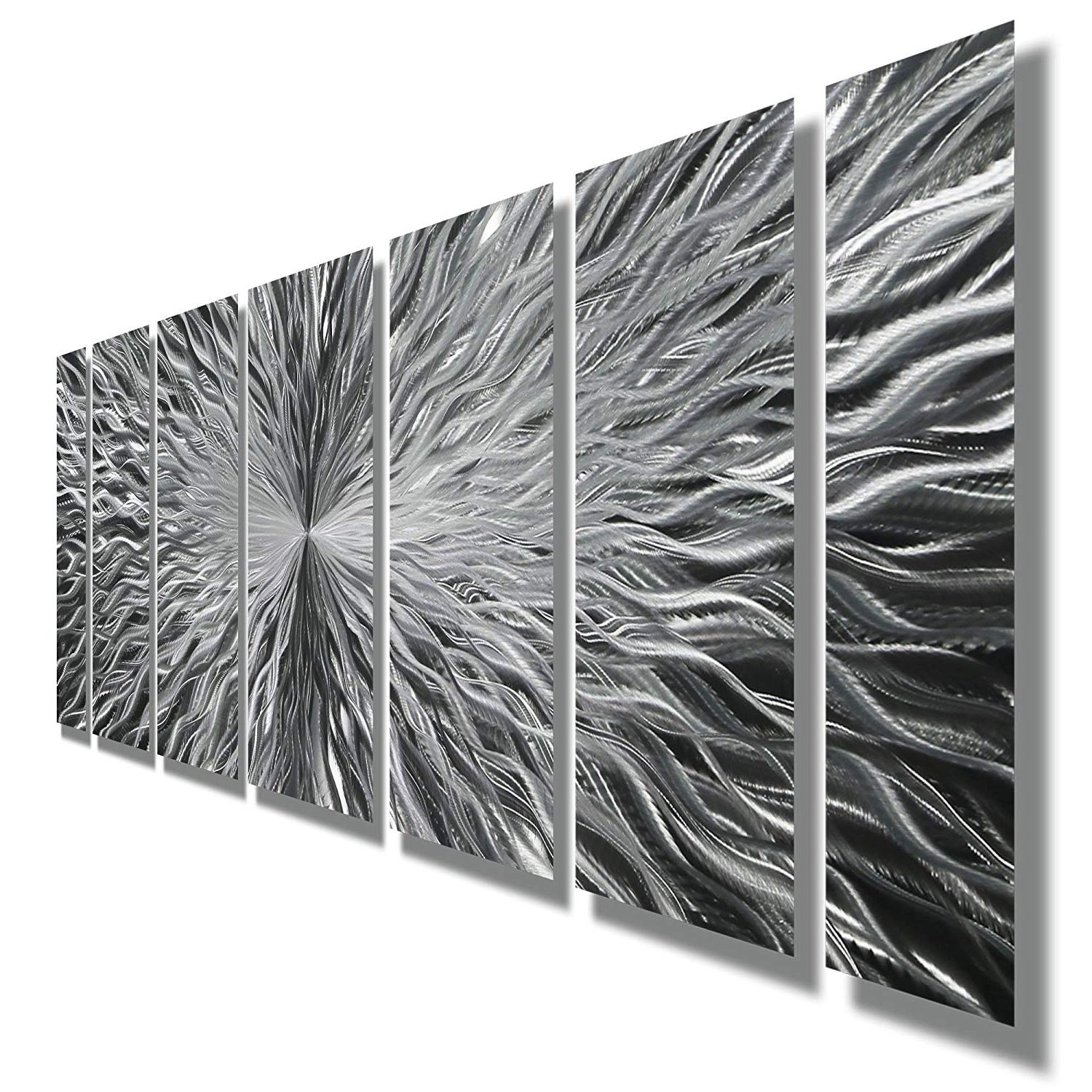 Amazon: Silver Contemporary Metal Wall Art – Abstract Home Decor Within Widely Used Modern Metal Wall Art (View 9 of 20)