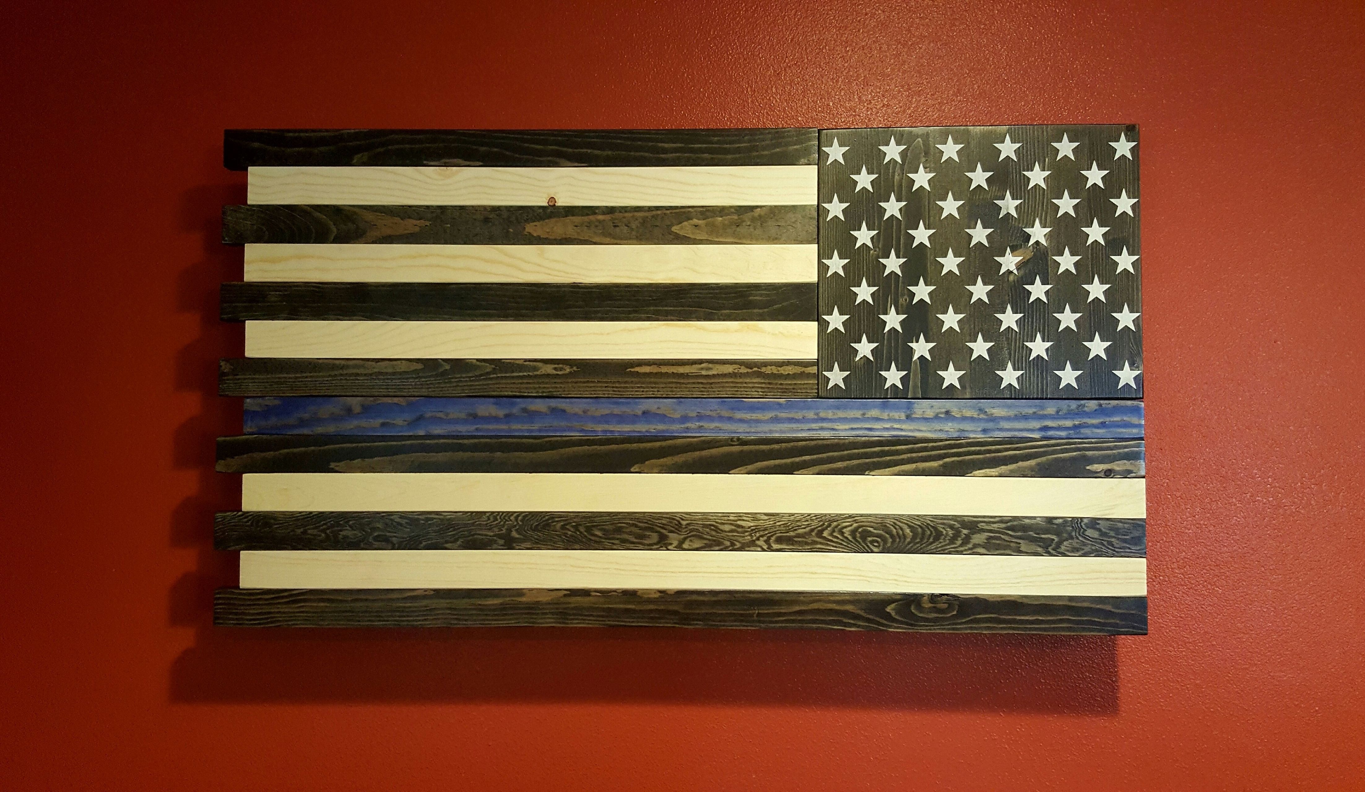 American Flag Wall Art Within Popular The Thin Blue Line American Flag Wall Art (View 2 of 15)