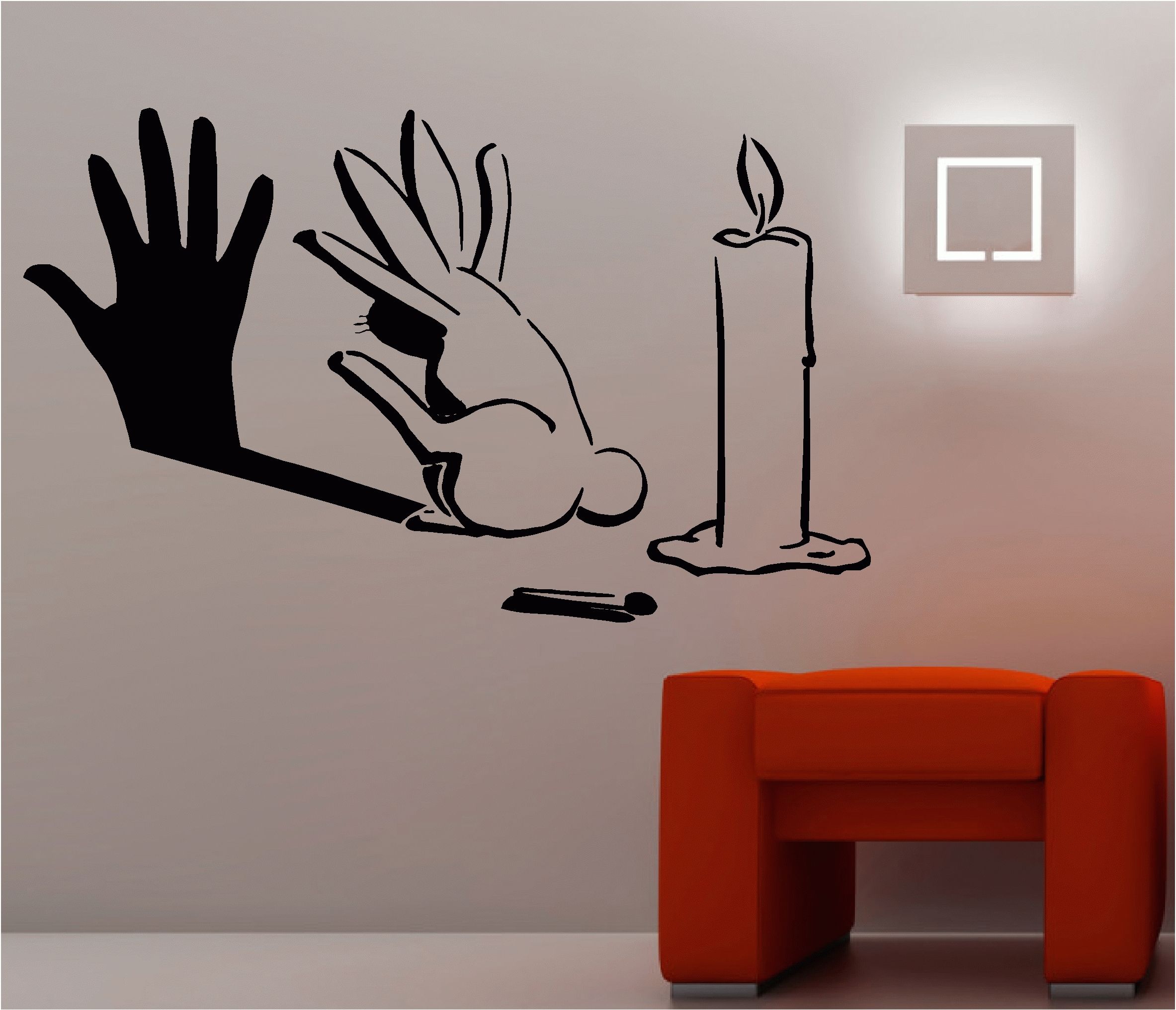 Best And Newest Cool Wall Art For Rabbit Shadow Graffiti Wall Art Sticker Lounge Bedroom Kitchen (View 3 of 15)
