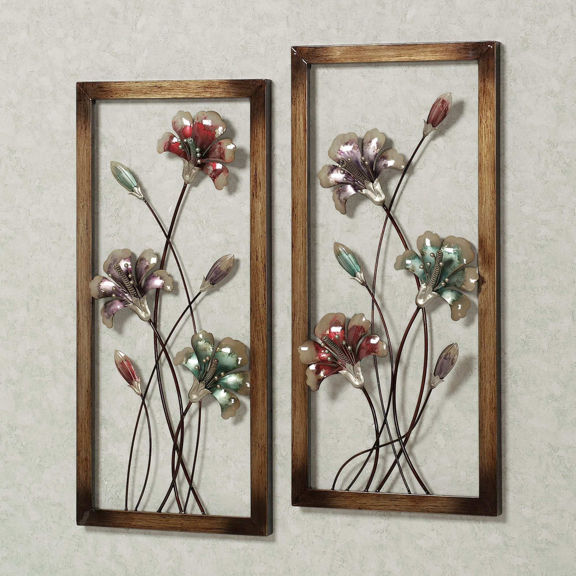Best And Newest Garden Whispers Floral Metal Wall Art Panel Set With Metal Flowers Wall Art (View 1 of 20)