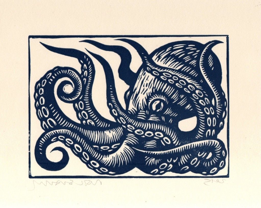 Best And Newest Octopus Wall Art Regarding Octopus Linocut Art Print, Octopus Wall Art, Octopus Linoleum Block (View 13 of 20)