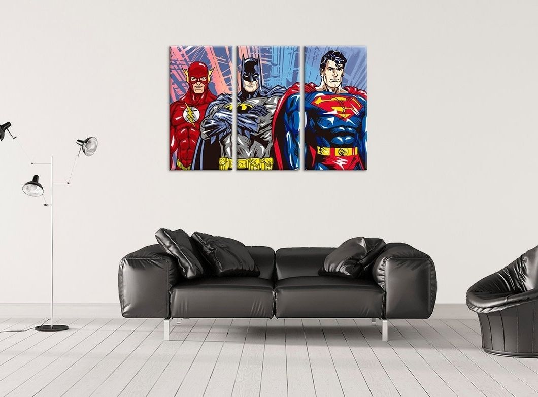 Best And Newest Superhero Wall Art Batman, Superman And Ironman Handmade Canvas Pertaining To Superhero Wall Art (View 18 of 20)