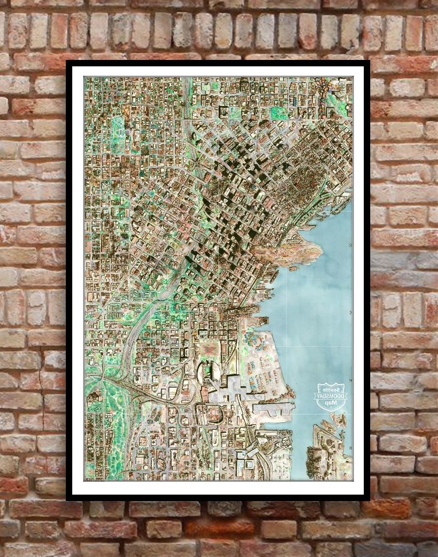 Best And Newest Tony Dowler » Seattle Doomsday Map Intended For Seattle Map Wall Art (View 19 of 20)