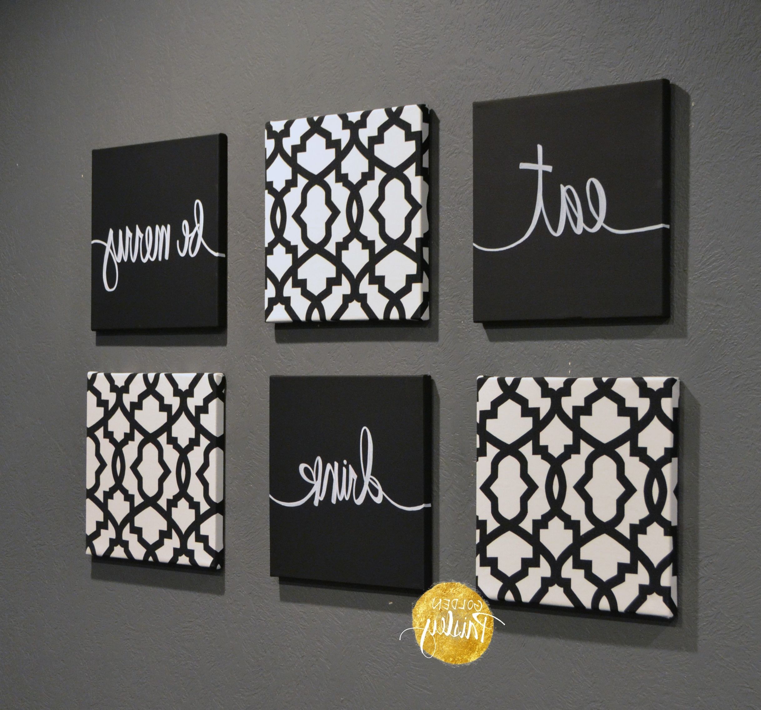 Black Wall Art Regarding Famous Black And White Trellis 6 Pack Wall Art (View 10 of 20)