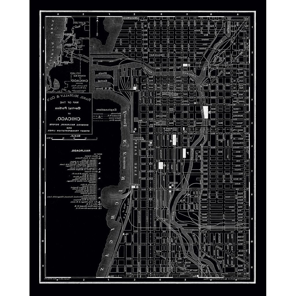 Chicago Map Wall Art Pertaining To Recent Shop Chicago 1985 Vintage Map Stretched Canvas Wall Art – On Sale (View 6 of 20)