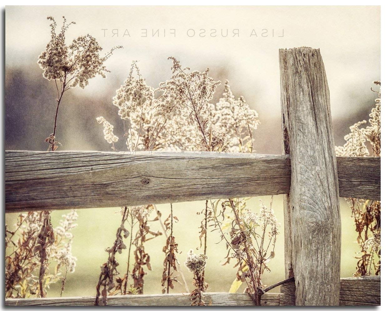 Country Wall Art Pertaining To Most Popular Amazon: Rustic Country Farmhouse Decor, Golden Fence Landscape (View 10 of 20)