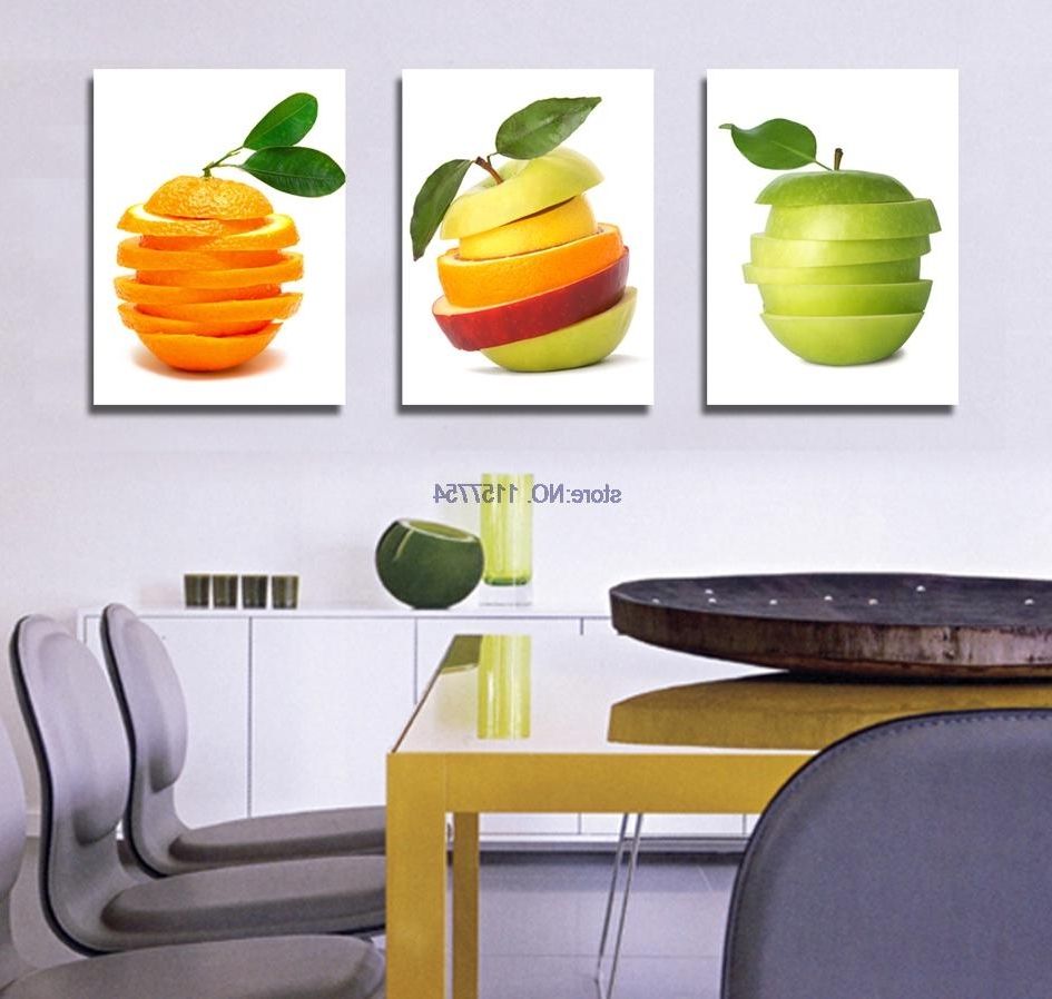 Current 3 Piece Wall Art Fruit Spray Painting For Kitchen Canvas Art Canvas Inside Kitchen Canvas Wall Art Decors (View 5 of 20)