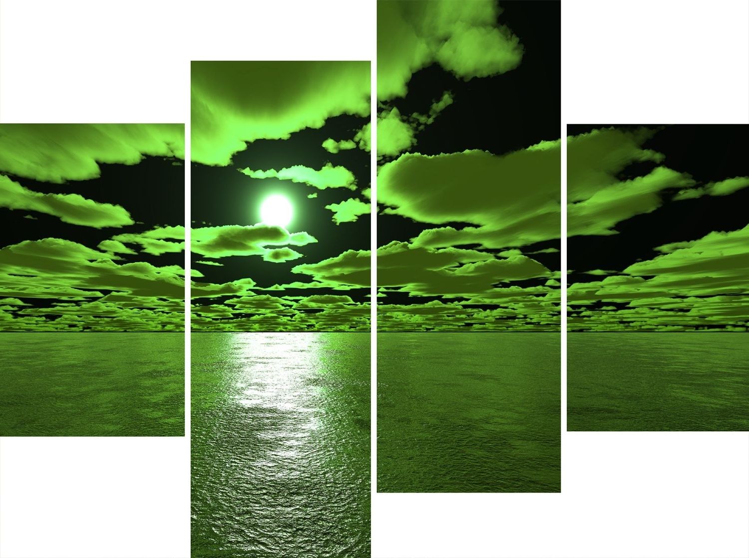 Current Green Wall Art For Green Wall Art Canvas Large 4 Panel Wall Art Set Green And Black Sea (View 10 of 20)