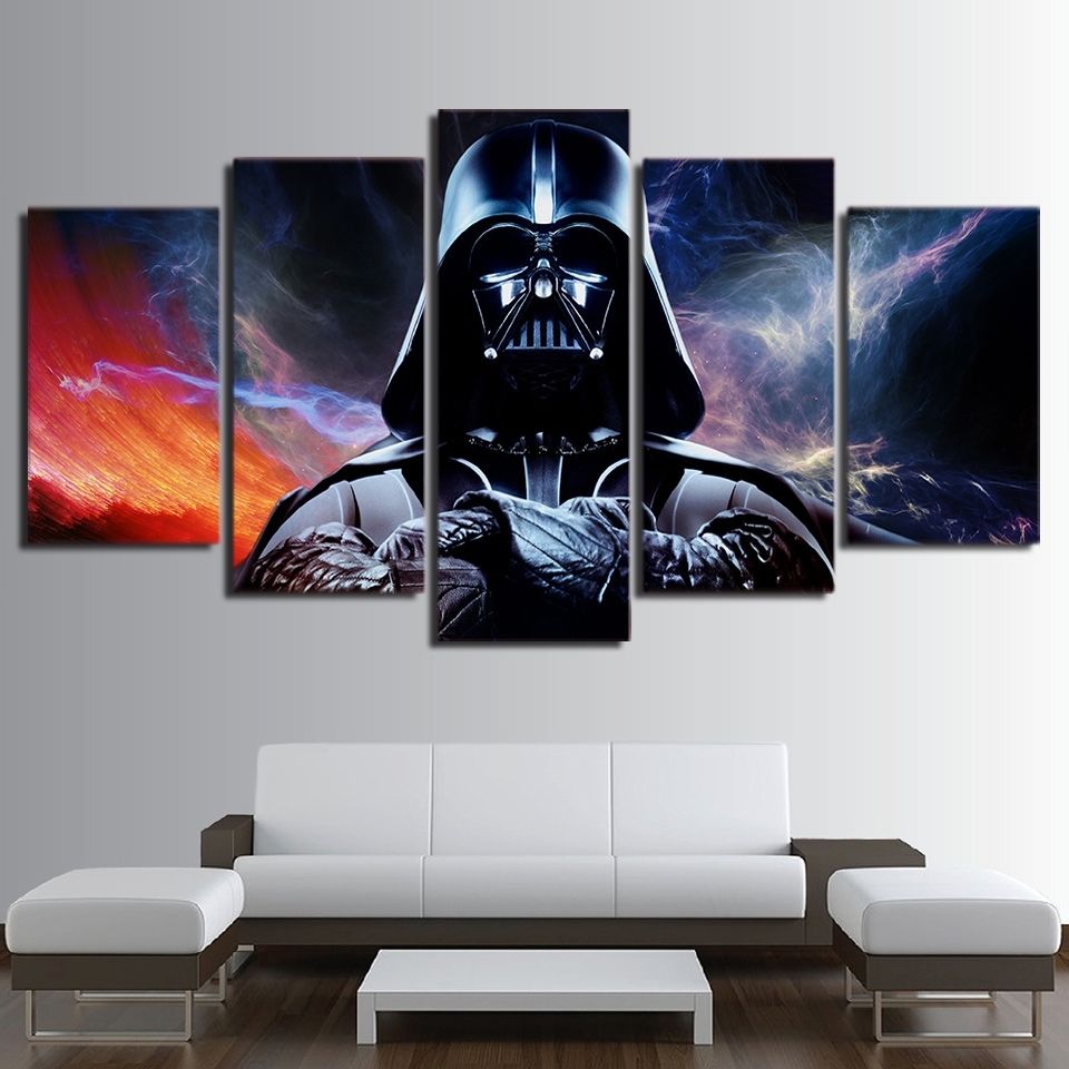 Darth Vader Wall Art In Most Popular Canvas Hd Prints Posters Home Wall Art Framework 5 Panels Star Wars (Photo 1 of 20)