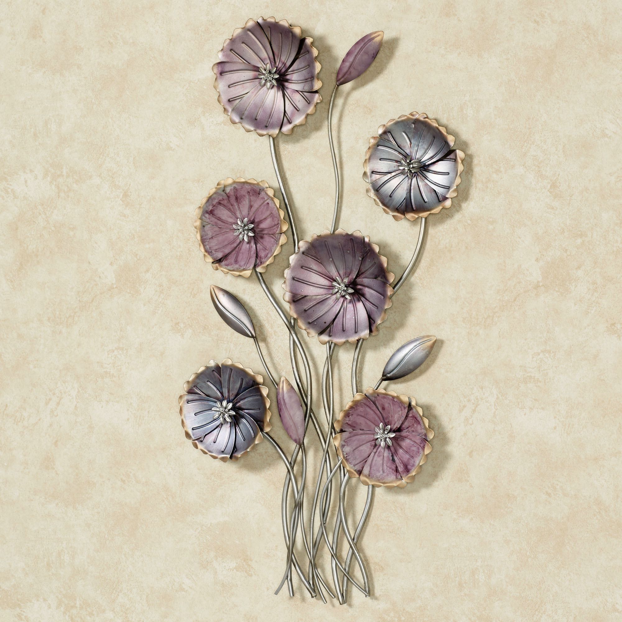 Decor: Purple Flower Kirklands Wall Art Metal With White Paint Wall Pertaining To 2017 Metal Flower Wall Art (Photo 15 of 15)