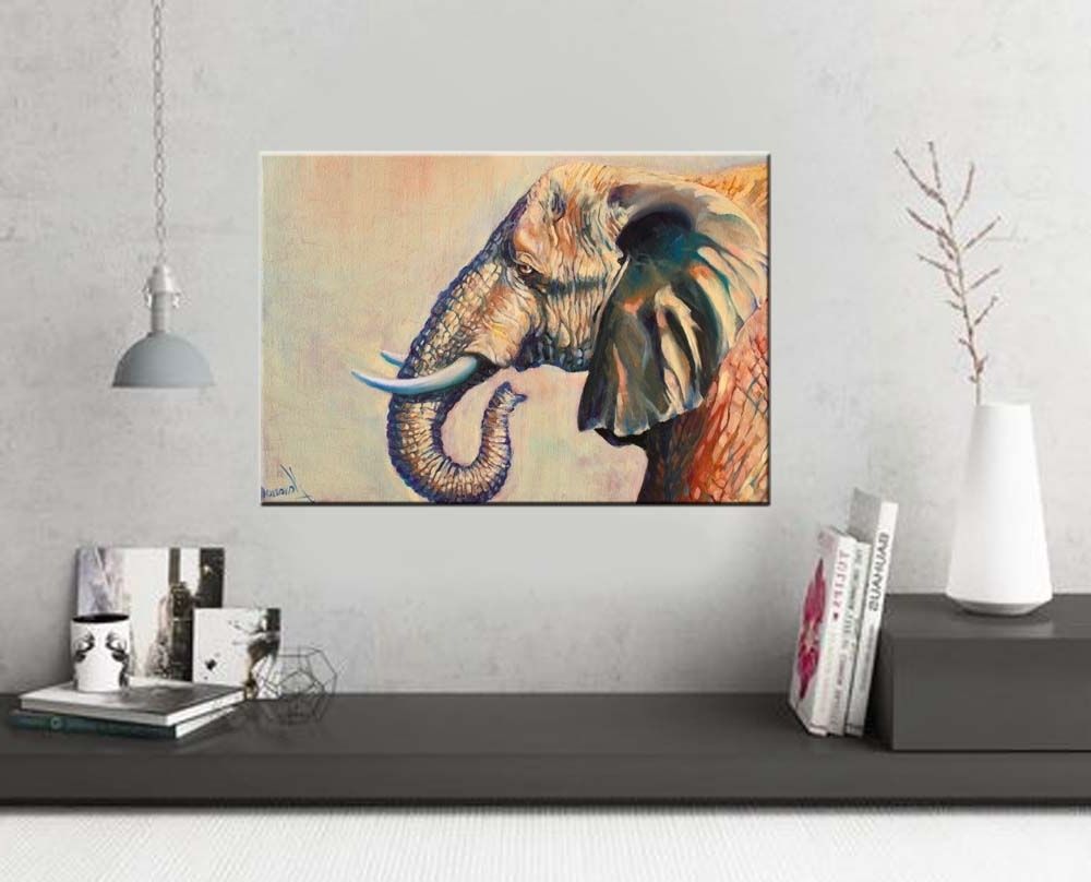 Elephant Wall Art Pertaining To Fashionable Elephant Wall Art "beautiful Giant" Wildlife Art – Art Studio (View 1 of 15)