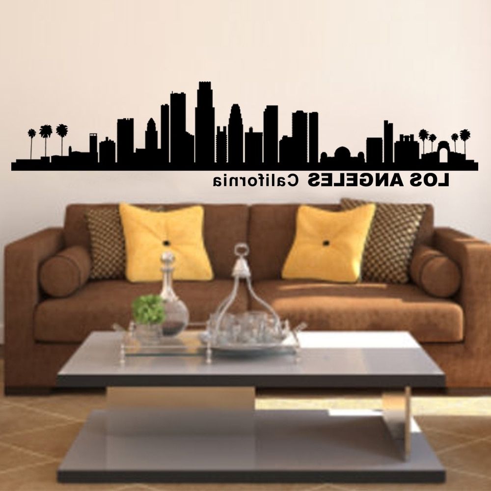 Famous Los Angeles California City Skyline Silhouette Wall Art Home Decor For California Wall Art (View 15 of 20)