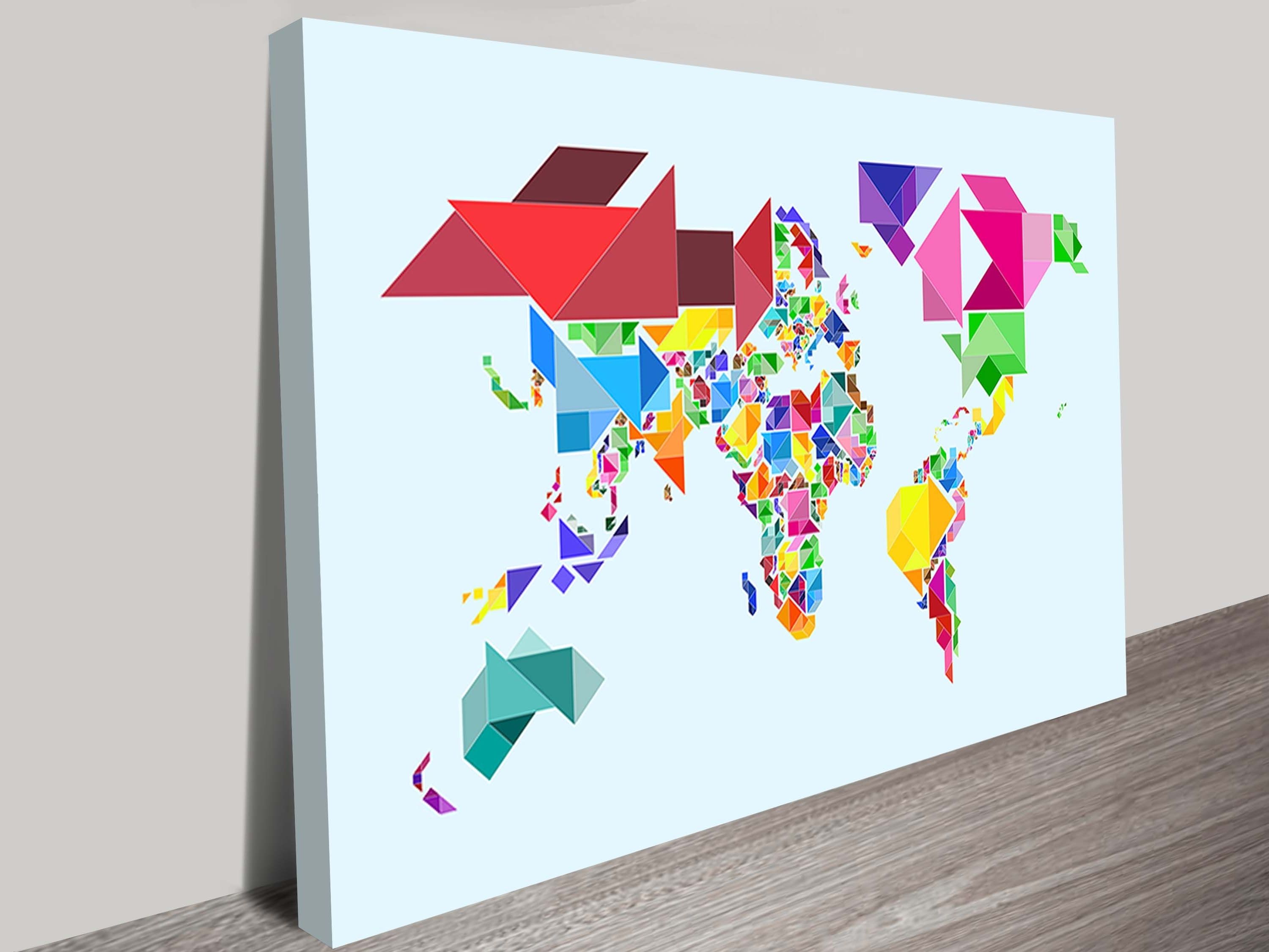 Favorite World Map Wall Art Canvas With Regard To Tangram Abstract World Mapmichael Tompsett (View 19 of 20)