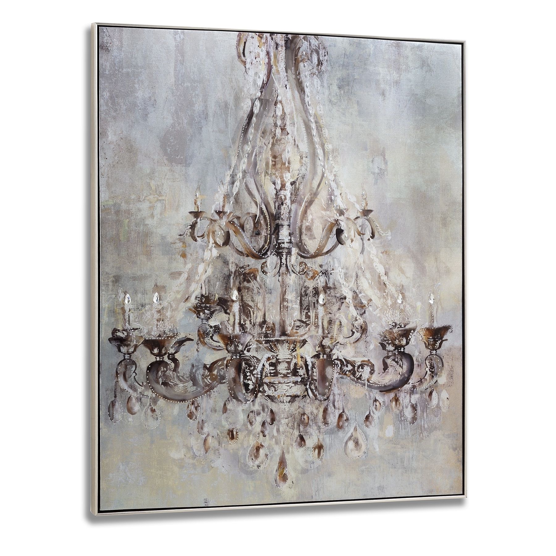 Framed Metalic Chandelier Wall Art With Diamantes (View 1 of 20)