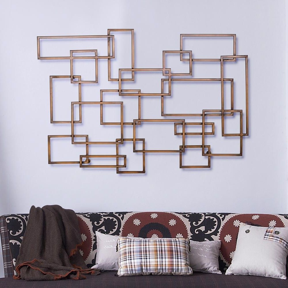Geometric Metal Wall Art Within 2018 Burnished Copper Geometric Metal Work Wall Decor 2513 – The Home Depot (View 1 of 20)